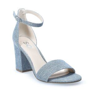 SO® Women's Heeled Dress Sandals Denim size 7.5